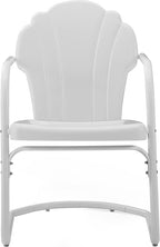 Crosley Furniture Tulip 2-Piece Outdoor Chair Set, Retro Metal Patio Chairs for Dining, Porch, Deck, Balcony, White Satin