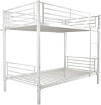 Karl Home White Bunk Bed Twin Over Twin, Metal Bunk Bed with Built-in Ladder and Safety Guardrail, Space-Saving Bunk Beds for Kids, Teens & Adults, No Box Spring