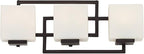 Possini Euro Design Lighting on The Square Modern Wall Mount Light Bronze Metal Hardwired 21" Wide 3-Light Fixture Geometric Opal Glass Shades for Bathroom Vanity Mirror House Home Room Decor