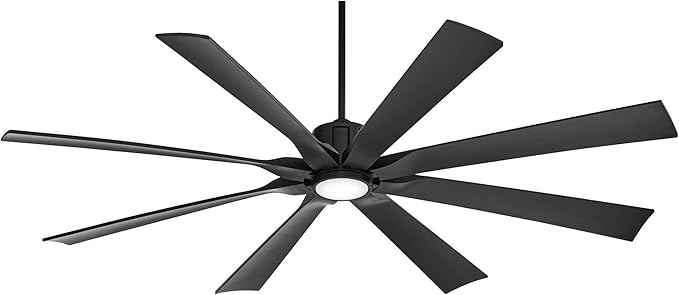 Possini Euro Design 70" Defender Modern Large Indoor Outdoor Ceiling Fan with LED Light Remote Control Matte Black Damp Rated for Patio Exterior House Home Porch Gazebo Garage Barn