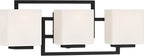 Possini Euro Design Lighting on The Square Modern Wall Mount Light Matte Black Aluminum Hardwired 21" 3-Light Fixture Opal Glass Shade for Bathroom Vanity Mirror House Living Room Home Hallway