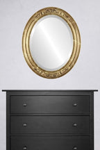 OVALCREST Oval Beveled Wall Mirror for Home Decor - Florence Style - Champagne Gold - 28" x 22"