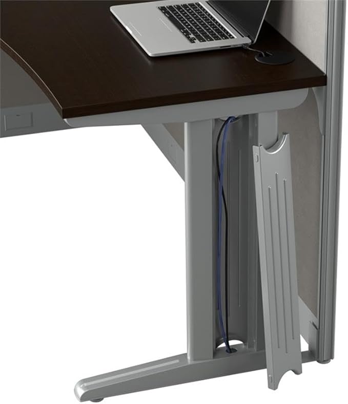 Bush Business Furniture Office in an Hour 65W L Shaped Cubicle Desk with Storage, Drawers, and Organizers in Mocha Cherry | Modern Computer Table Set with Privacy Panels for Commercial Workspace