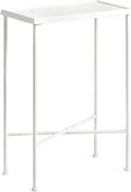 Kate and Laurel Sanzo Transitional Metal Skinny Side Table, 17 x 9 x 24, White, Rectangular Slim Bedroom Nightstand with Hammered Tabletop for Use as Bedside Accent or Living Room End Table