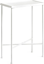 Kate and Laurel Sanzo Transitional Metal Skinny Side Table, 17 x 9 x 24, White, Rectangular Slim Bedroom Nightstand with Hammered Tabletop for Use as Bedside Accent or Living Room End Table