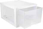 Sterilite 16-Pack 27 Quart Stacking Drawer, Clear Storage Closet Organizer, White Frame - Stackable Modular Plastic Drawers for Clothes, Accessories, Craft Supplies, Shoes or Linens