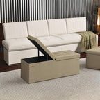 SONGMICS Mazie Collection - 43 Inches Storage Ottoman, Foldable Storage Bench with Flipping Lid, 660 lb Load Capacity, for Entryway, Living Room, Bedroom, Camel Brown ULSF076K01