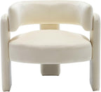 Set of 2 Accent Chairs with Arms, Upholstered Barrel Armchair with Curved Back, Comfy Single Side Chair for Reading, Living Room, Home Office, Beige