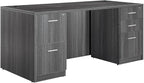 NBF at Work Double Pedestal Executive Office Desk - 72" W Durable Laminate Computer Desk with Two Drawers - Office Desk with Storage and File Cabinet - Brown Finish Work Desk for Home (Brown)