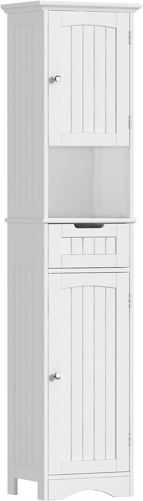 ChooChoo 67" Tall Bathroom Storage Cabinet Freestanding with Adjustable Shelves, Narrow Storage Linen Cabinet with 2 Doors and 1 Drawers for Bathroom, Living Room, Kitchen, White