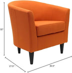 Pemberly Row 17.5" Traditional Fabric Club Chair in Orange Finish