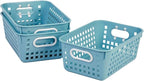 Really Good Stuff Medium Plastic Book Baskets, 11" by 7?" by 4?" - 6 Pack, Water | Versatile Storage Solution for Classroom, Home and Office l Toy Storage, Multi-Purpose Organizer Basket