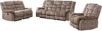 EBELLO Reclining Living Room Set, Includes One Seat Manual Recliner, Loveseat Recliner Sofa and 3PC Bonded Manual Sofa Couch, Brown