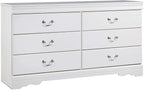 Signature Design by Ashley Anarasia Modern Glam Children's 6 Drawer Dresser, White