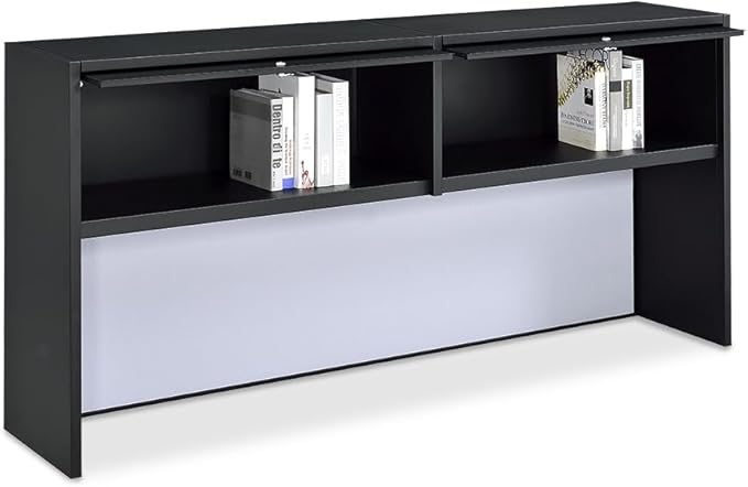 NBF Carbon L Shaped Executive Office Desk with Hutch - Durable Laminate Computer Desk with 3 Drawers - Modern Desk with Storage and File Cabinet - Work Desk with Right Return (72" W x 96" D, Oak)
