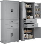 Polibi Elegant Storage Cabinet with Adjustable Shelves - 2 Drawers, 5 Interior Shelves & 6 Small Shelves, for Living Room/Bathroom, Gray