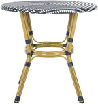 Safavieh PAT4012A Outdoor Collection Sidford Navy and White Rattan Bistro Table
