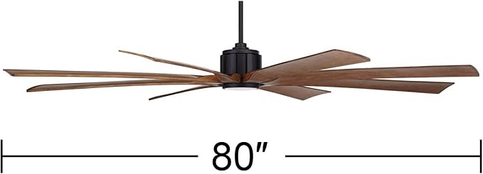 Possini Euro Design 80" Defender Modern Industrial Outdoor Ceiling Fan with Dimmable LED Light Remote Control Matte Black Damp Rated for Patio Exterior House Home Porch Gazebo Garage Barn