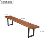 Stylish Brown Wooden Long Bench with Sturdy Metal Legs – Versatile Seating for Office, Restaurant, Living Room, and Meeting Room(Brown Bench,78.7in)
