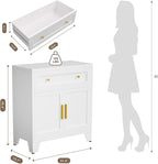 Metal Sideboard Cabinet with Big Drawers,Farmhouse Coffee Bar with One Adjustable Shelves,Buffet Cabinet,Metal Storage Cabient for Kitchen, Dining Room, Entryway, White