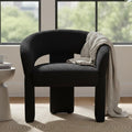 LukeAlon Modern Sherpa Accent Chair Barrel Back Armchair, Upholstered Lounge Chair for Living Room, Bedroom, Office, Waiting Rooms, Black