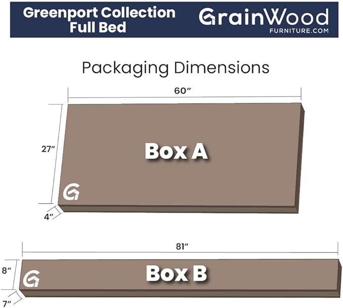 Grain Wood Furniture Greenport Solid Wood Platform Bed, Full Size, Brushed Walnut