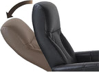 Pemberly Row Contemporary Black Leather Swivel Recliner with Matching Ottoman