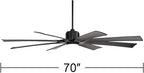 Possini Euro Design 70" Defender Modern Large Indoor Outdoor Ceiling Fan with LED Light Remote Control Matte Black Damp Rated for Patio Exterior House Home Porch Gazebo Garage Barn