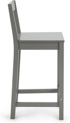 Amazon Basics Wooden Bar Stool with Backrest 24", Grey, Set of 2