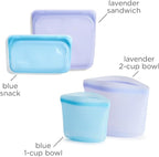 Stasher Premium Silicone Reusable Food Storage Bags, 4-Pack, Multi, Multi-Use Food Storage Bags, Lunch Bag, Travel Containers, BPA Free, Leak-free, Dishwasher-Safe, Eco-friendly