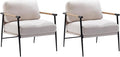 HEAH-YO Modern Accent Chairs Set of 2, Upholstered Living Room Chairs with Backrest and Metal Legs, Comfy Armchairs Side Chairs for Bedroom, Beige