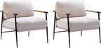 HEAH-YO Modern Accent Chairs Set of 2, Upholstered Living Room Chairs with Backrest and Metal Legs, Comfy Armchairs Side Chairs for Bedroom, Beige