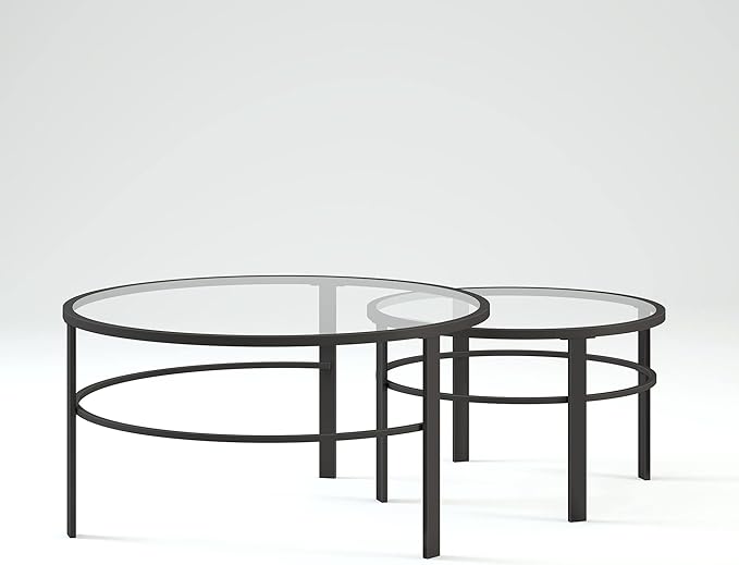 Henn&Hart Round Nested Coffee Table in Blackened Bronze, Coffee Table coffee tables for living room, studio apartment essentials, 36" Wide