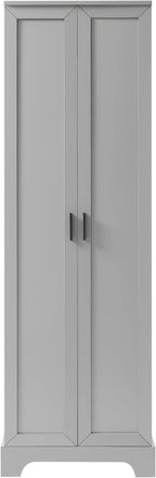 Tall Freestanding Storage Cabinet, Multi-Purpose Floor Organizer with 2 Doors & 5 Adjustable Shelves for Bathroom, Office, Living Room, Grey