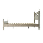 Queen Size Platform Bed Frame with Solid Wood Headboard & Footboard, Metal Legs, 12 Durable Slatted Base, No Box Spring Needed, Easy Assembly, Noise-Free & Anti-Slip, Weathered Gray Oak Finish, RIQ-34