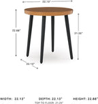 Signature Design by Ashley Horizon Hall Casual Outdoor End Table with 4 Legs, Light Brown & Black