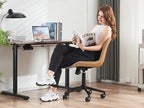 YOUNIKE Office Chair, Armless Desk Chair with Wheels, Adjustable Swivel Home Office Computer Task Chairs, Modern Faux Leather Upholstered Vanity Chair with Back, Saffron Tan
