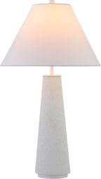 Henn&Hart 27.5'' Transitional 1-Light Table Lamp with Tapered Ceramic Base and White Fabric Cone Shade for Living Room, Bedroom, or Office, Matte White