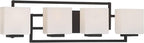 Possini Euro Design Modern Wall Light Black Hardwire 29" 4-Light Fixture Opal White Rectangular Geometric Glass Shade for Bedroom Bathroom Bedside Vanity Living Room Home Mirror Hallway Dining