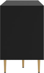 66" Modern TV Stand for TVs up to 75",TV Cabinet with Glass Door,Entertainment Center with Storage,Television Stands with Gold Legs,Media Console for Bedroom,Living Room,Black