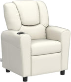 Costzon Kids Recliner Chair with Cup Holder, Toddler Furniture Children Armrest Sofa w/Headrest & Footrest for Girls Boys Baby Bedroom, Kids Room, PU Leather Kids Recliner Couch (Beige)