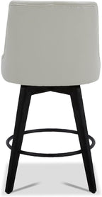Watson & Whitely Counter Height Bar Stools, Faux Leather Upholstered Modern Swivel Barstool with Back, Solid Wood Legs, 26" H Seat, White