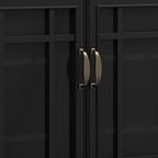 SIMPLIHOME Connaught SOLID WOOD 46 inch Wide Traditional Tall Storage Cabinet in Black for the Living Room, Entryway and Family Room