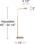 Possini Euro Design Design Keegan Traditional Farmhouse Swing Arm Pharmacy Floor Lamp 54 1/4" Tall Warm Gold Adjustable Metal Shade Decor for Living Room Reading House Bedroom Home Office House