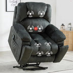 Bonzy Home Power Lift Recliner Chair with Massage and Heating, Lift Chairs Recliner for Elderly, Upholstered Comfy Power Lift Chair with 2 Hidden Cup Holders, Side Pockets, USB Port,Dark Grey