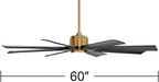 Possini Euro Design 60" Defender Modern Outdoor Ceiling Fan with LED Light Remote Control Soft Brass Matte Black Damp Rated for Patio Exterior House Home Porch Gazebo Garage Barn