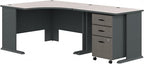 Bush Business Furniture Series A 48W Corner Desk with 36W Return and Mobile File Cabinet in Slate and White Spectrum