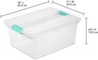 Sterilite 12-Pack Clip Box, Stackable Clear Plastic Bins with Latching Lids, Deep - Writing, Arts or Crafts Supplies Storage Containers for Home, Office, Classroom and Workshop Organization