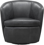 Pemberly Row Set of 2 Vintage Slate All Italian Leather Swivel Club Chair