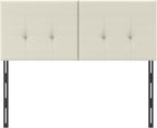 King Headboard Only with Adjustable Metal Legs, Faux Leather Upholstered Headboard King Size, Modern Stylish Headboard with Sunken Dot Design, Sturdy Bed Headboard for Bedroom, Ivory
